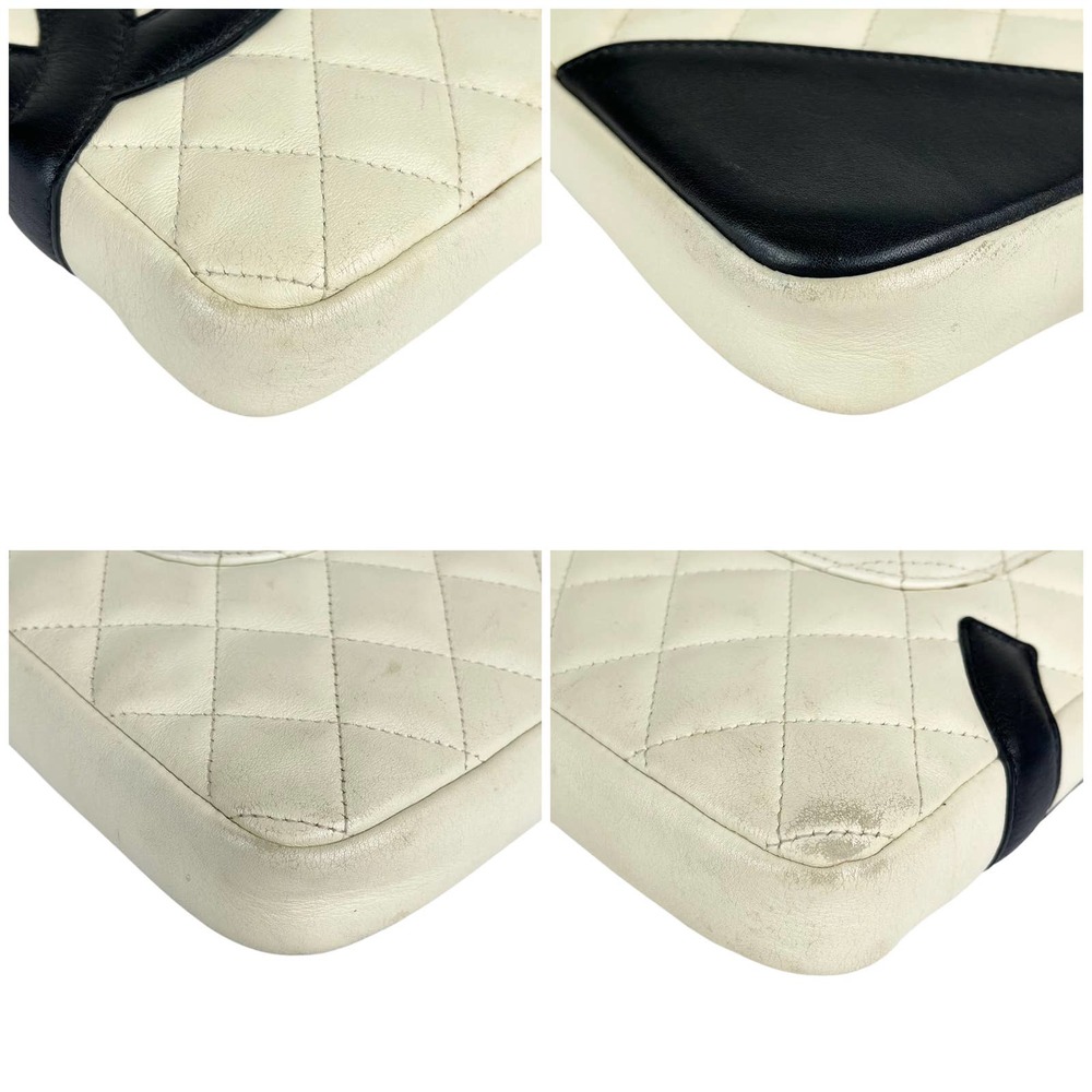CHANEL Cambon Crossbody Bag Cream White Quilted Leather CC Logo - Picture 9 of 10